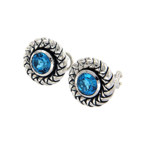 Authentic Scott Kay 925 Sterling Silver Blue Topaz Earrings »U21