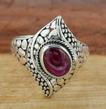 Solid Sterling Silver Ruby Pebble Bali Ring Size 9.5 » R319