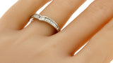 18K White Gold 0.36 CT Baguette Diamonds Chevron Wedding Band Ring Size 6.5 »N13