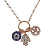 ▌Women's 925 Sterling Silver Evil Eye Hamsa Peace Charms Necklace 16" to 18 »P61