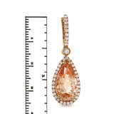 Fancy 18K Rose Gold 0.97 CT Diamonds 8.80 CT Morganite Tear Drop Earrings »N119