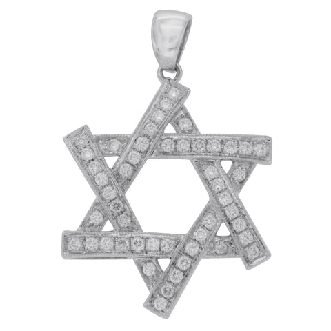 18K White Gold 0.54 CT Diamonds Jewish Star Of David Pendant » NP15