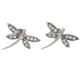 925 Sterling Silver CZ Cute Dragonfly In Rose and Silver Color Earring»E31 NEW!