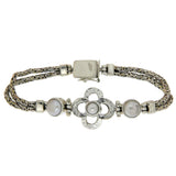 ¦925 Sterling Silver Four Leaf Mother of Pearl Bali Bracelet Size 7" » B213
