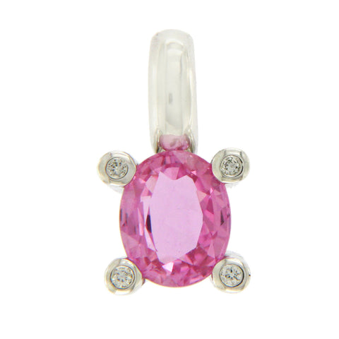 0.98 Natural Pink Sapphire & 0.06 CT Diamond in 18K White Gold Pendant »BL17