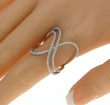 ▌Women's 925 Sterling Silver PAVE White CZ "X" Ring Size 5,6,7,8,9,10 » R91