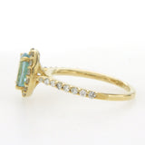 1.66 CT Blue Topaz & 1 CT Diamonds in 14K Yellow Gold Cocktail Ring