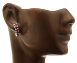 18K White Gold 0.28 CT Diamonds & 1.84 CT Pink Sapphire Huggie Earring »BL13