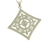 ▌Women's 925 Sterling Silver Dots and one Diamond Antique look 16" Necklace»P512