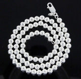 ▌Solid 925 Sterling Sterling 6 MM Ball Beads Italy Necklace Size 16",18" »CH29