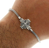 ¦Unisex 925 Sterling Silver Bali Cross CZ Bracelet Size 7 1/2" » B223