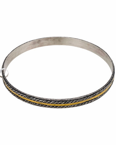 ¦Authentic GURHAN Silver Yellow Gold Lancelot Bangle Size Small 8" »$ 350