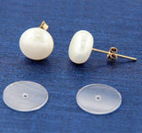 ¦14K Solid Gold 9 mm White Freshwater Pearl Stud Earring »GU118