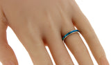 ▌925 Sterling Silver Lab Blue Opal Eternity Band Ring Size 4,5,6.7,8,9-12 »R102
