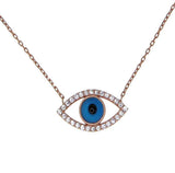 ▌Women's 925 Sterling Silver Evil Eye CZ Pendant Necklace 16"to 18" » P519