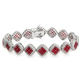 13.60 CT Natural Ruby & 2.75 CT Diamonds 18K White Gold Bracelet 7.5"