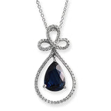 0.30 CT Diamonds 2.99 CT Blue Sapphire 14K White Gold Drop Necklace 18"