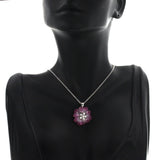 14K Gold 0.37 CT Diamonds 18.20 CT Invisible Set Pink Sapphire Flower Necklace 1