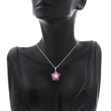 0.32 CT Diamonds 7.90 CT Invisible Set Pink Sapphire 14K Gold Flower Necklace 16