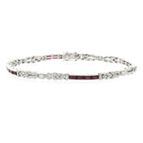 0.23 CT Natural Ruby & 0.73 CT Diamonds 18K White Gold Bracelet 7.5"