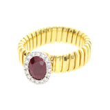 18K Yellow Gold 1.20 CT Ruby & 0.15 CT Diamonds Engagement Ring Size 10