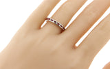 0.16 CT Round Diamonds & 0.32 Pink Sapphire 18K White Gold Wedding Band Ring