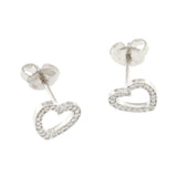 Auth Tiffany & Co. 18K White Gold Diamonds Heart Stud Earrings »U59