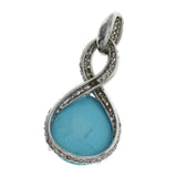 16 CT Natural Turquoise & 1.34 CT Diamond in 18K White Gold Pendant