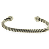 David Yurman 925 Silver 5 mm Cable Diamonds Pearl Cuff Bracelet Bangle 7"  »B2