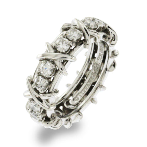 Au Tiffany & Co. Schlumberger Studios 16 Diamonds Platinum Ring Size 5.5 $9900