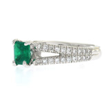 0.65 CT Emerald & 0.36 CT Diamonds in 14K Gold Engagement Ring