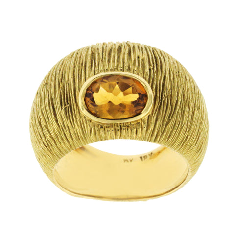 1.20 CT Citrine 18K Yellow Gold Dome Band Ring Size 7-9