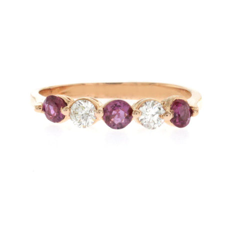0.40 CT Pink Sapphire & 0.30 CT Diamonds in 14K Rose Gold Wedding Band Ring