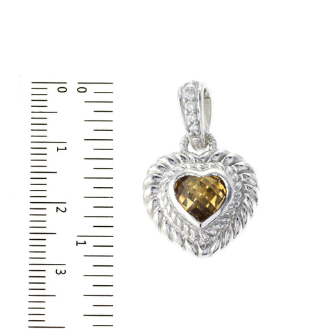 Auth Judith Ripka 925 Sterling Silver CZ & Citrine Heart Pendant »U58