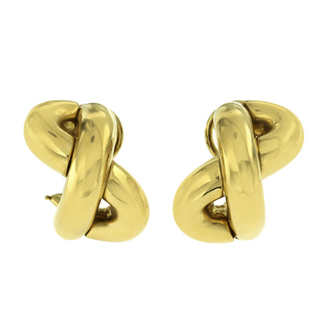 Auth Seaman Schepps 18K Yellow Gold Crossover X  Earrings
