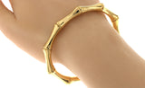 Auth GUCCI 18K Yellow Gold Bamboo Stretch Bangle Bracelet Size 7" » B01
