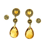 15 CT Citrine & 0.28 CT Diamonds in 14K Yellow Gold Teardrop Earrings