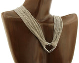 Tiffany & Co. Sterling Silver Heart Multi Strand Mesh Toggle Necklace 16"