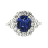 3 CT Ceylon Sapphires & 1.48 CT Diamonds in 18K White Gold Engagement Ring