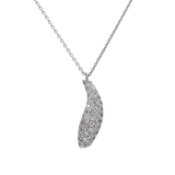 Auth Tiffany & Co Frank Gehry 18K White Gold Diamond Fish Necklace 18" »U223