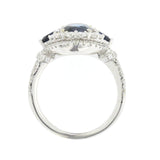 2.57 CT Ceylon Sapphires & 1.09 CT Diamonds in 18K White Gold Engagement Ring