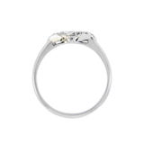 0.68 CT Round & Invisible Set Princess Diamonds 18K White Gold Flower Ring