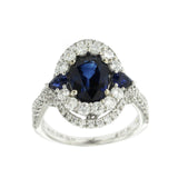 2.57 CT Ceylon Sapphires & 1.09 CT Diamonds in 18K White Gold Engagement Ring
