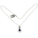 0.30 CT Diamonds 2.99 CT Blue Sapphire 14K White Gold Drop Necklace 18"