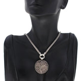 Auth Lois Hill 925 Sterling Silver Filagree Round Necklace Size 14"-16" »U22