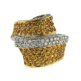 14K Yellow Gold 1.40 Ct Diamonds & 2.35 Ct Yellow Sapphire Wrap Ring Size  7