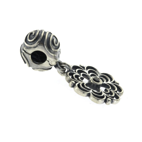 Pandora 925 Sterling Silver Scroll Flower Lock Bead Charm »U511