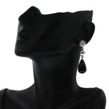 31.24 CT Natural Black Onyx & 0.86 CT Diamonds in 18K White Gold Drop Earrings