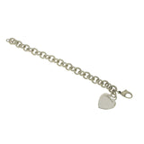 Auth Tiffany & Co 925 Sterling Silver Heart Tag Charm Bracelet Size 7" » U28
