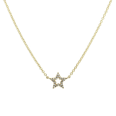 EF Collection 14K Yellow Gold Diamond Star Necklace 16"-18" » U211-1